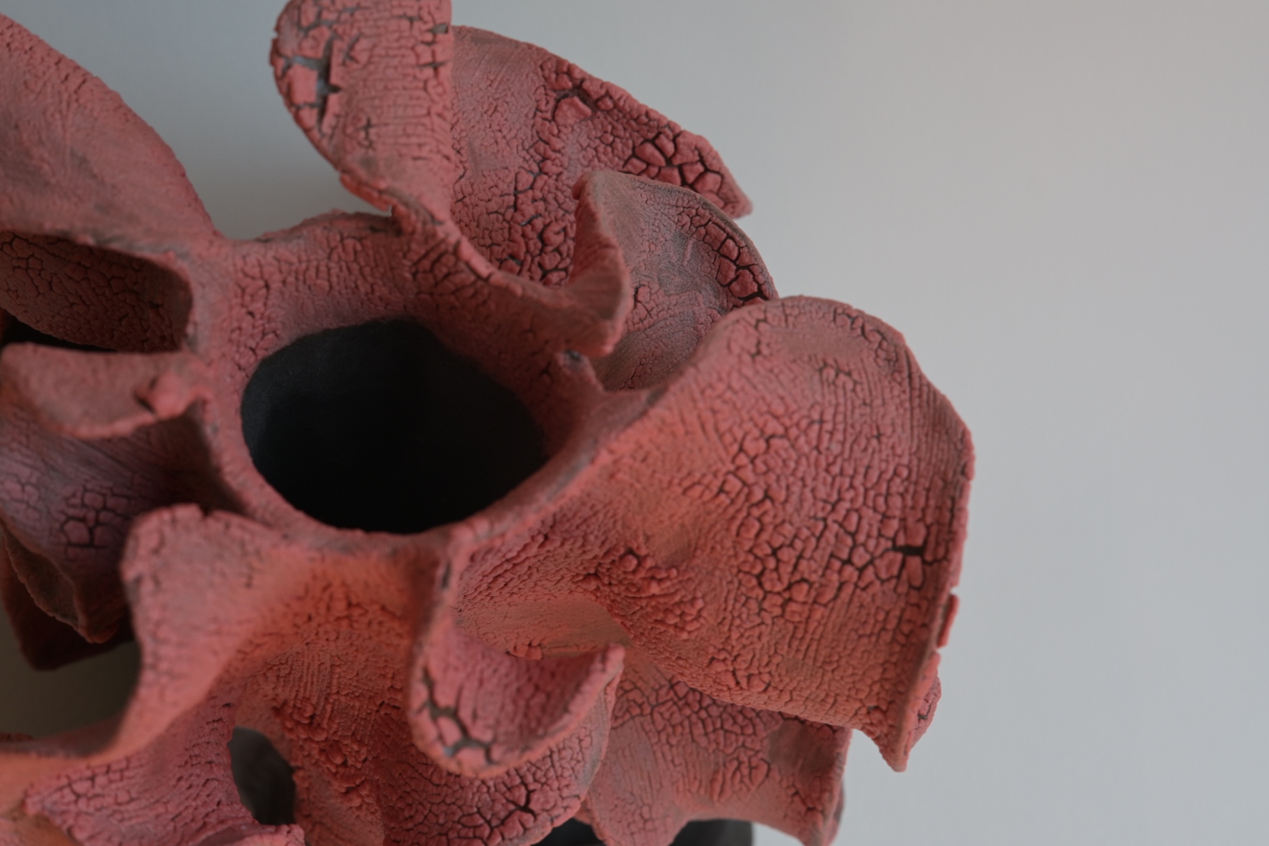 Detail of Unfurling showing marbled stoneware layers