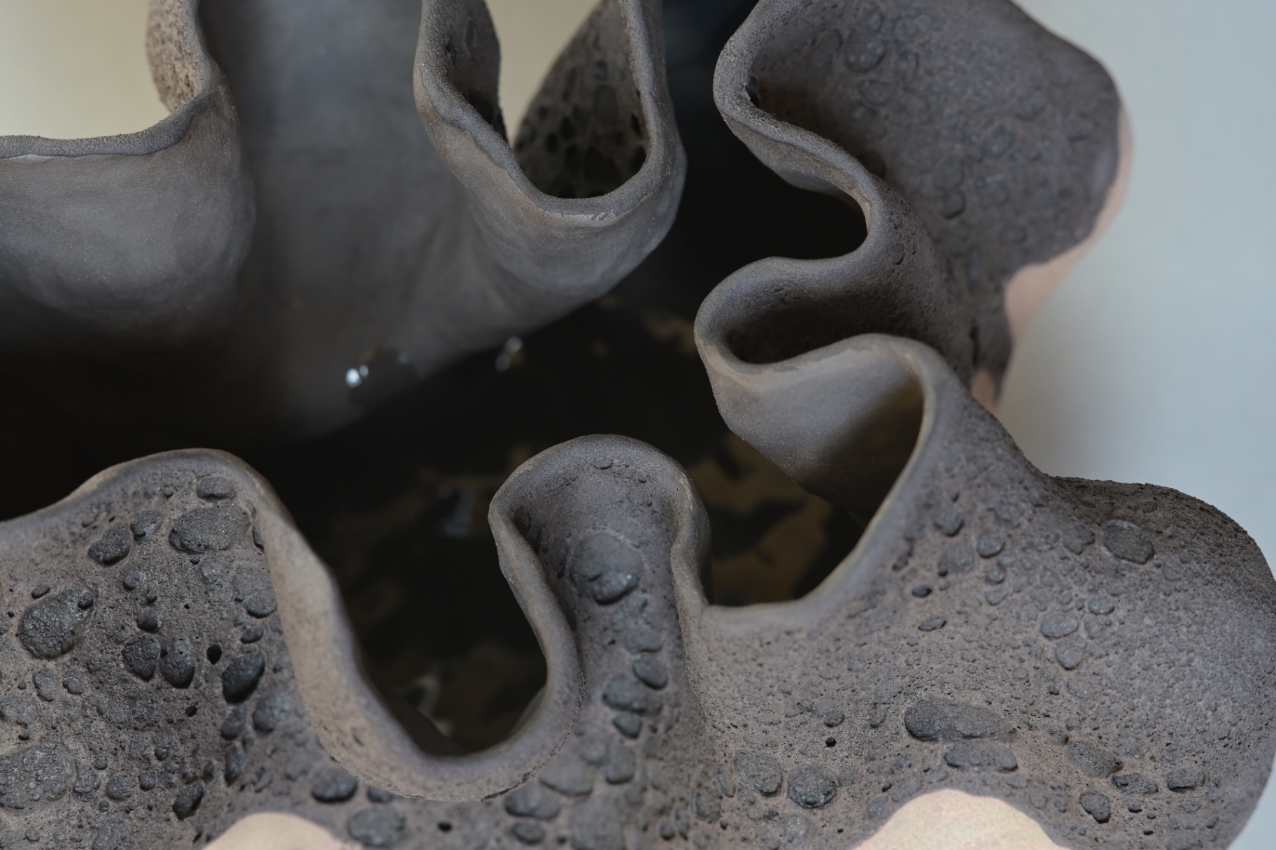 Detail of Caldera showing marbled stoneware layers