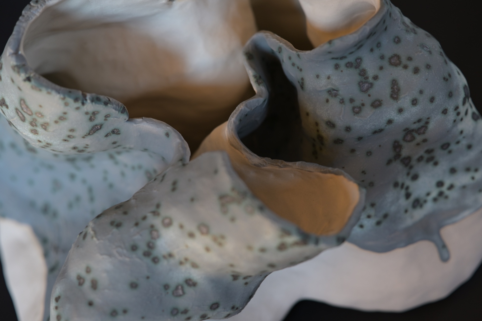 Detail of Arid Bloom showing marbled stoneware layers