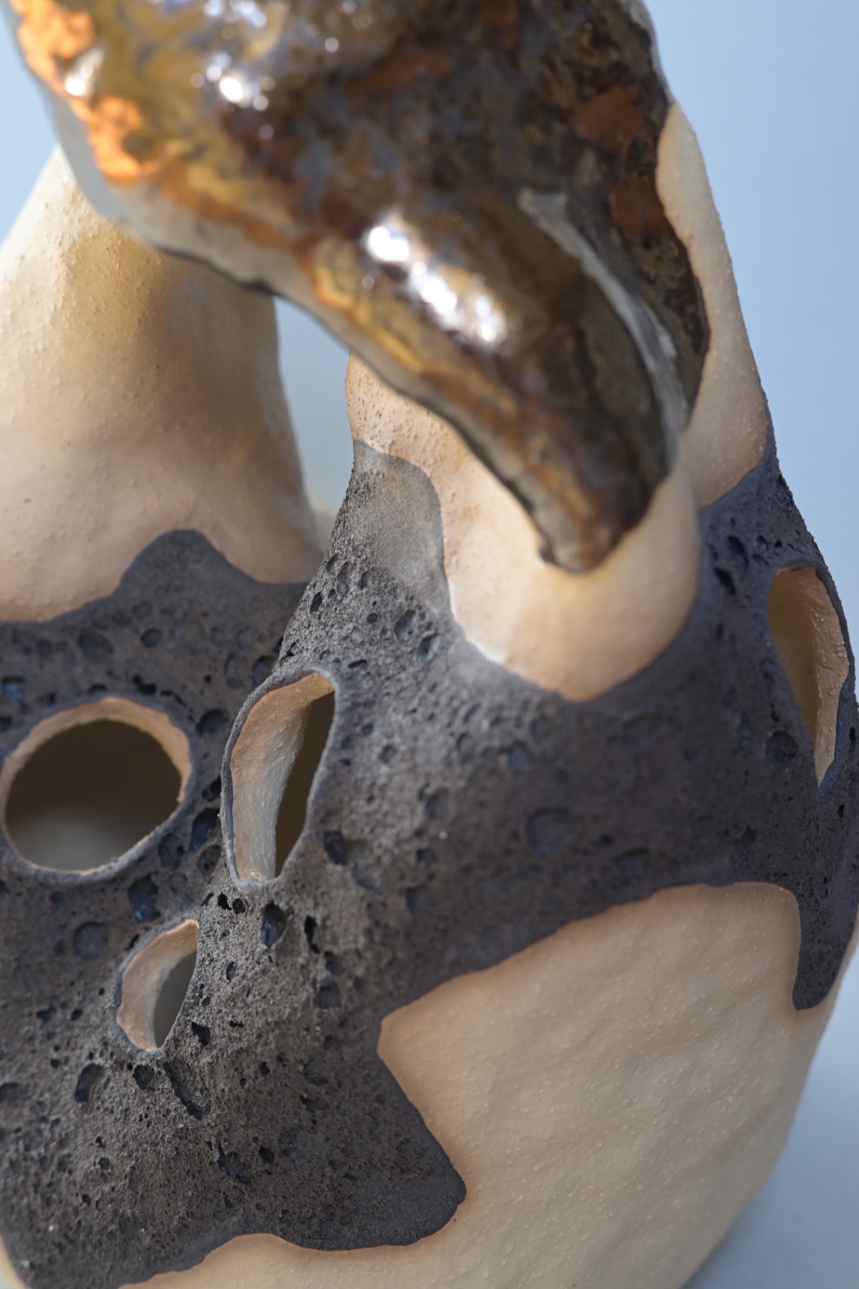Detail of Vital Inertia showing marbled stoneware layers