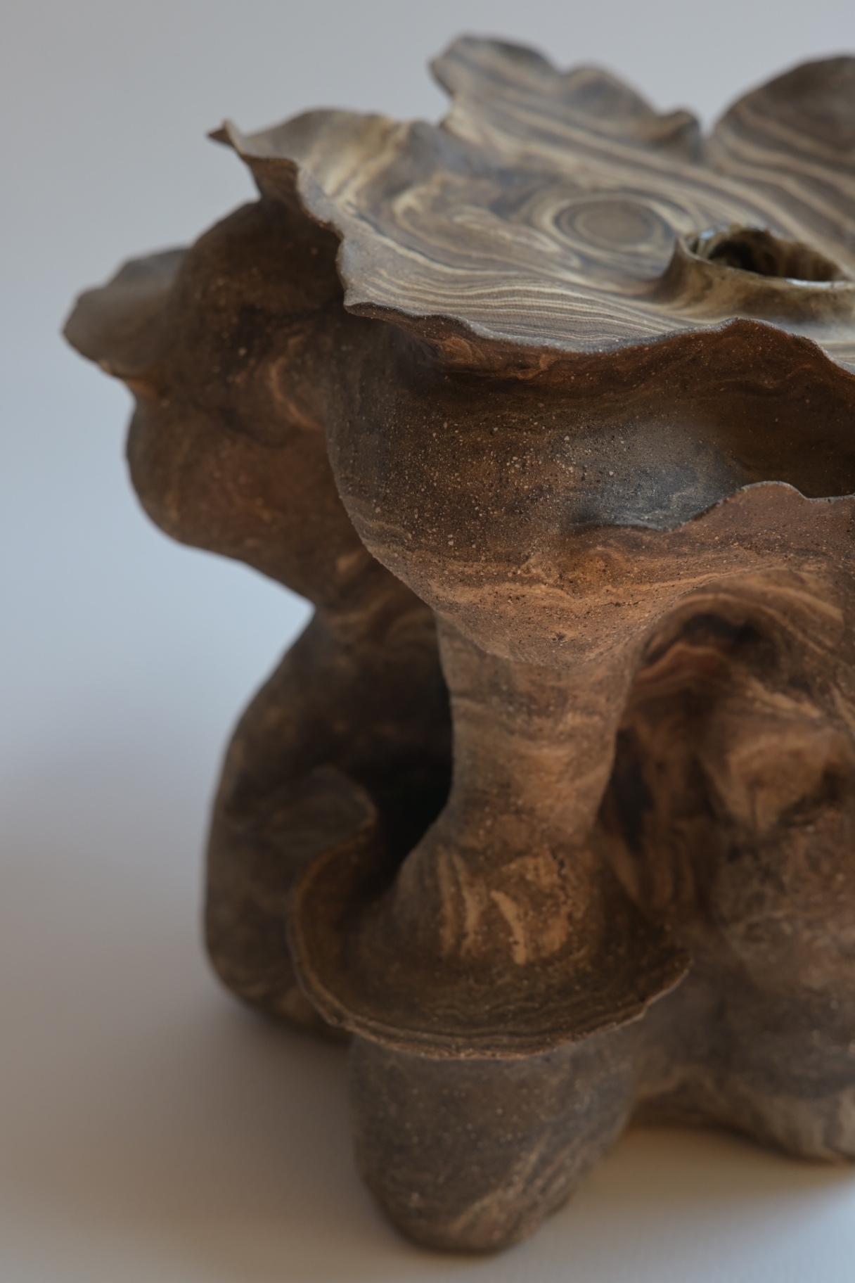Detail of Haven showing marbled stoneware layers